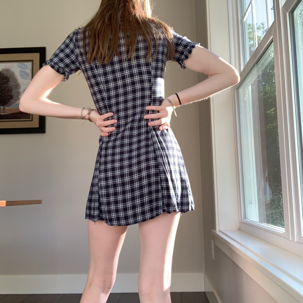 Navy blue plaid dress